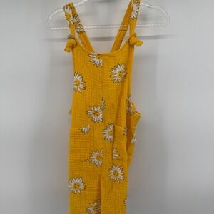 Flapdoodles Kids Yellow Daisy Crinkle Gauze Jumpsuit Overalls Size‎ 6X